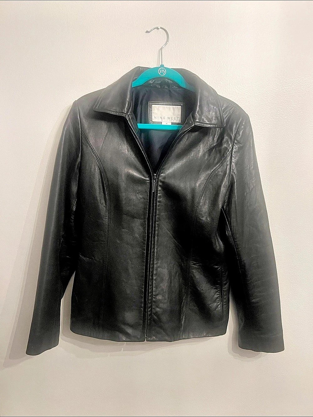 Nine West Women's Black Leather Jacket Like New